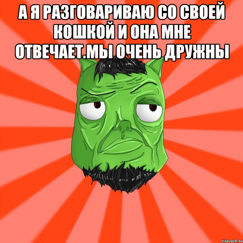 а я разговариваю со своей кошкой и она мне отвечает.мы очень дружны , Мем Лицо Вольнова когда ему говорят