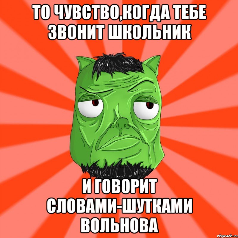 То чувство,когда тебе звонит школьник И говорит словами-шутками Вольнова, Мем Лицо Вольнова когда ему говорят