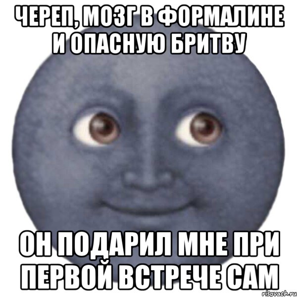 череп, мозг в формалине и опасную бритву он подарил мне при первой встрече сам