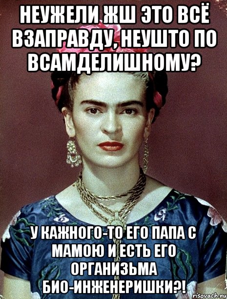 Неужели жш это всё взаправду, неушто по всамделишному? У кажного-то его папа с мамою и есть его организьма био-инженеришки?!