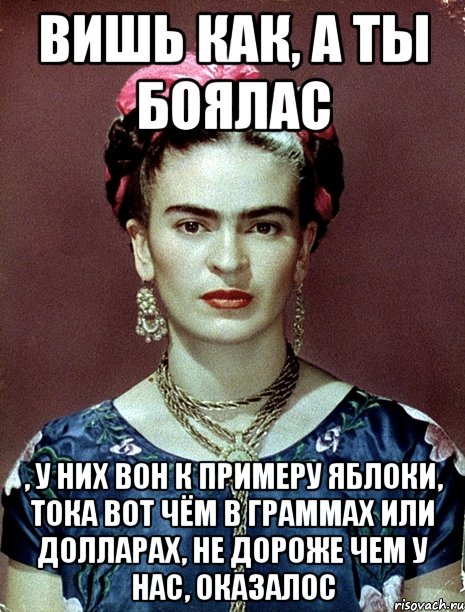 Вишь как, а ты боялас , у них вон к примеру яблоки, тока вот чём в граммах или долларах, не дороже чем у нас, оказалос