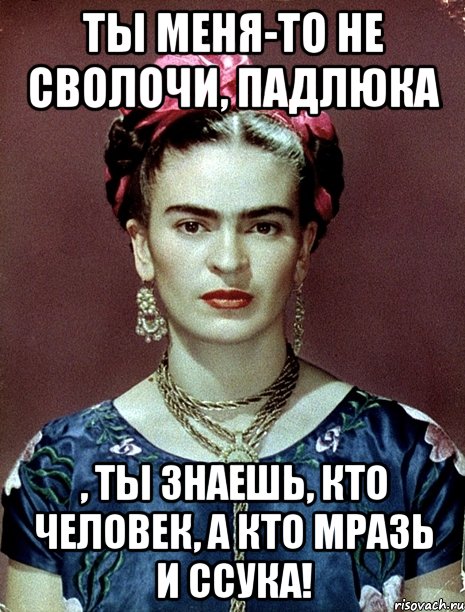 Ты меня-то не сволочи, падлюка , ты знаешь, кто человек, а кто мразь и ссука!