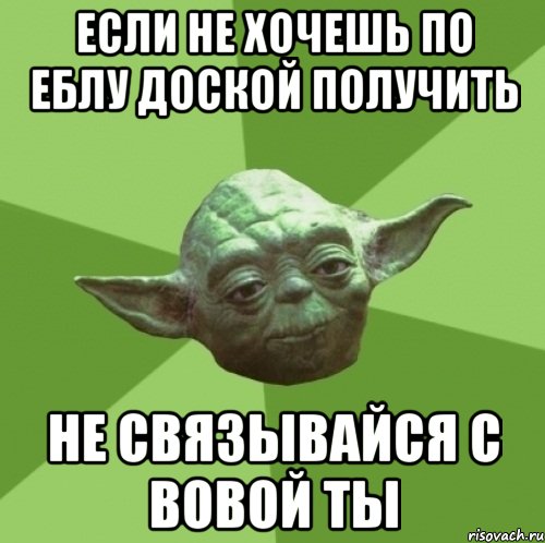 Если не хочешь по еблу доской получить Не связывайся с Вовой ты, Мем Мастер Йода