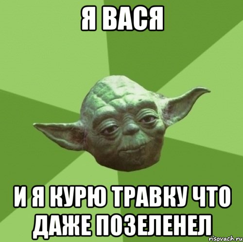 я ВАСЯ и я курю травку что даже позеленел