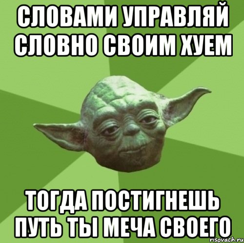 Словами управляй словно своим хуем Тогда постигнешь путь ты меча своего, Мем Мастер Йода