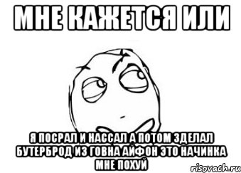 мне кажется или я посрал и нассал а потом зделал бутерброд из говна айфон это начинка мне похуй, Мем Мне кажется или