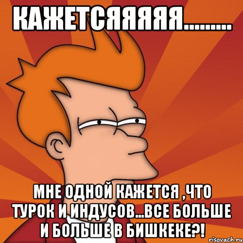 Кажетсяяяяя......... Мне одной кажется ,что ТУРОК И ИНДУСОВ...все больше и больше в Бишкеке?!, Мем Мне кажется или (Фрай Футурама)
