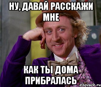 ну, давай расскажи мне как ты дома прибралась, Мем мое лицо