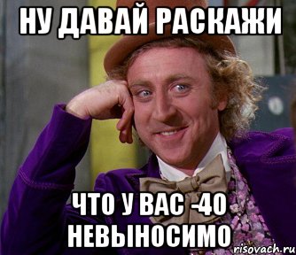 Ну давай раскажи Что у вас -40 невыносимо, Мем мое лицо