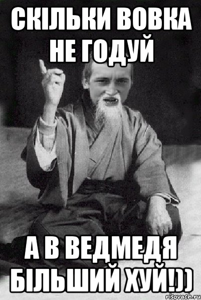 Скільки вовка не годуй а в ведмедя більший хуй!)), Мем Мудрий паца