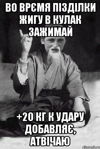 Во врємя пізділки жигу в кулак зажимай +20 кг к удару добавляє, атвічаю, Мем Мудрий паца