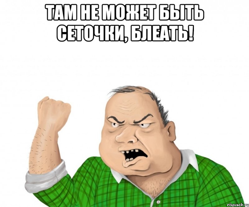 Там не может быть сеточки, блеать! , Мем мужик