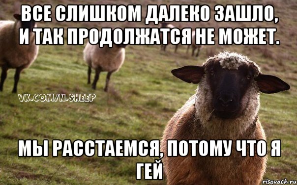 Все слишком далеко зашло, и так продолжатся не может. Мы расстаемся, потому что я гей