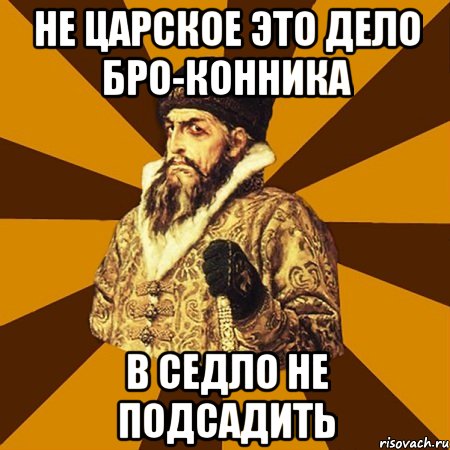 не царское это дело бро-конника в седло не подсадить, Мем Не царское это дело