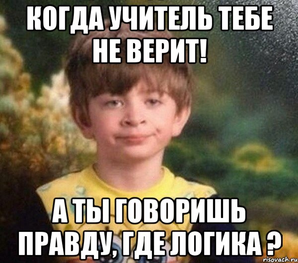 Когда учитель тебе не верит! а ты говоришь правду, где логика ?, Мем Недовольный пацан