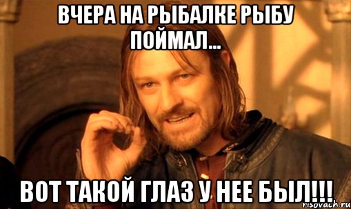 Вчера на рыбалке рыбу поймал... Вот такой глаз у нее был!!!, Мем Нельзя просто так взять и (Боромир мем)