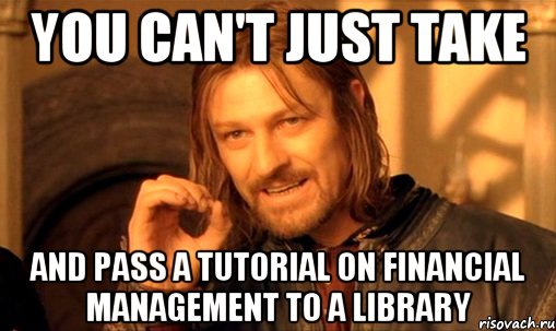 YOU CAN'T JUST TAKE AND PASS A TUTORIAL ON FINANCIAL MANAGEMENT TO A LIBRARY, Мем Нельзя просто так взять и (Боромир мем)