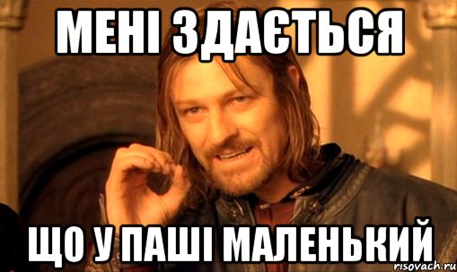 мені здається що у паші маленький, Мем Нельзя просто так взять и (Боромир мем)