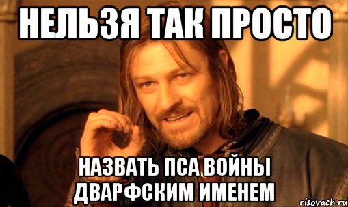 Нельзя так просто назвать Пса Войны дварфским именем, Мем Нельзя просто так взять и (Боромир мем)