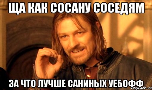 Ща как сосану соседям за что лучше Саниных уебофф, Мем Нельзя просто так взять и (Боромир мем)