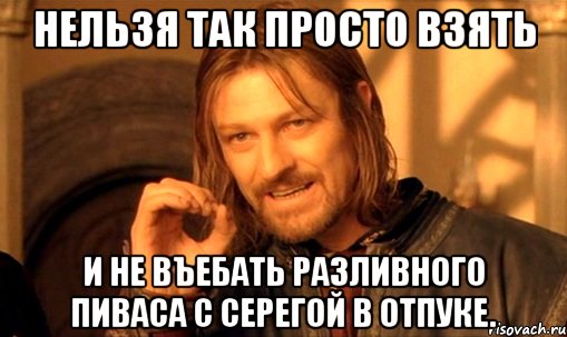 Нельзя так просто взять и не въебать разливного пиваса с Серегой в отпуке., Мем Нельзя просто так взять и (Боромир мем)