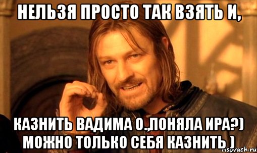 нельзя просто так взять и, казнить Вадима О.,поняла Ира?) можно только себя казнить ), Мем Нельзя просто так взять и (Боромир мем)