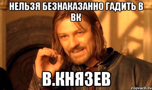 НЕЛЬЗЯ БЕЗНАКАЗАННО ГАДИТЬ В ВК В.КНЯЗЕВ, Мем Нельзя просто так взять и (Боромир мем)