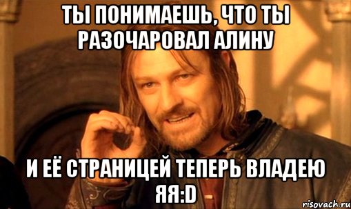 Ты понимаешь, что ты разочаровал Алину И её страницей теперь владею ЯЯ:D, Мем Нельзя просто так взять и (Боромир мем)