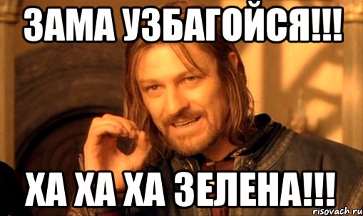 Зама УЗБАГОЙСЯ!!! ХА ХА ХА ЗЕЛЕНА!!!, Мем Нельзя просто так взять и (Боромир мем)