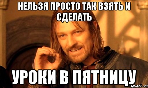 нельзя просто так взять и сделать уроки в пятницу, Мем Нельзя просто так взять и (Боромир мем)