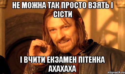 Не можна так просто взять і сісти І вчити Екзамен Пітенка ахахаха, Мем Нельзя просто так взять и (Боромир мем)