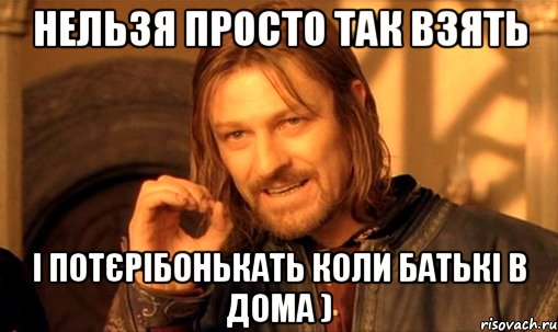 Нельзя просто так взять І потєрібонькать коли батькі в дома ), Мем Нельзя просто так взять и (Боромир мем)