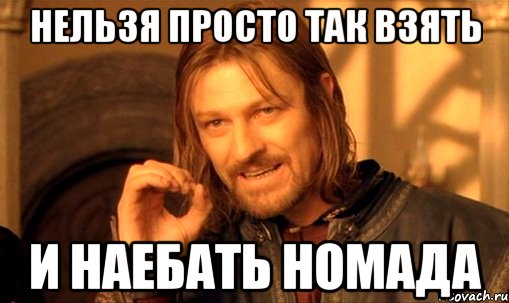 нельзя просто так взять и наебать номада, Мем Нельзя просто так взять и (Боромир мем)