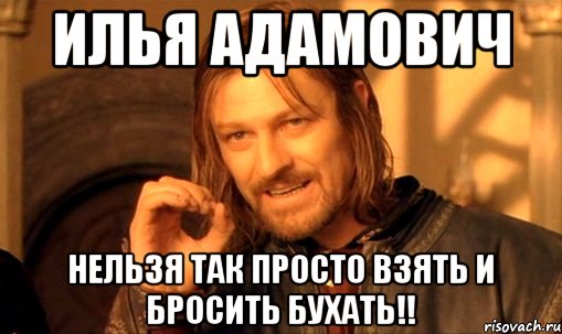 илья адамович нельзя так просто взять и бросить бухать!!, Мем Нельзя просто так взять и (Боромир мем)