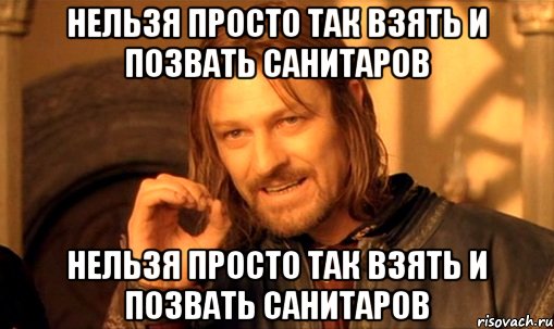 Нельзя просто так взять и позвать санитаров Нельзя просто так взять и позвать санитаров, Мем Нельзя просто так взять и (Боромир мем)