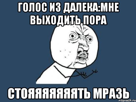 голос из далека:мне выходить пора стояяяяяяять мразь, Мем Ну почему