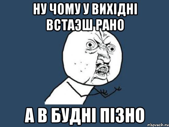 НУ ЧОМУ У ВИХІДНІ ВСТАЭШ РАНО А В БУДНІ ПІЗНО, Мем Ну почему