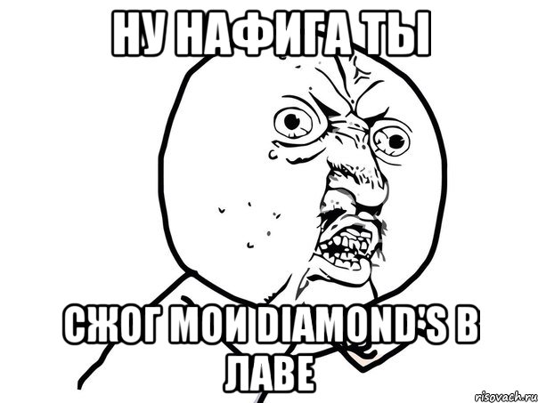 Ну нафига ты сжог мои Diamond's в лаве, Мем Ну почему (белый фон)