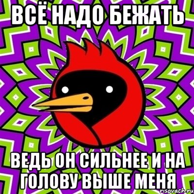 всё надо бежать ведь он сильнее и на голову выше меня, Мем Омская птица