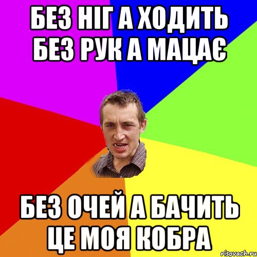 БЕЗ НІГ А ХОДИТЬ БЕЗ РУК А МАЦАЄ БЕЗ ОЧЕЙ А БАЧИТЬ ЦЕ МОЯ КОБРА, Мем Чоткий паца