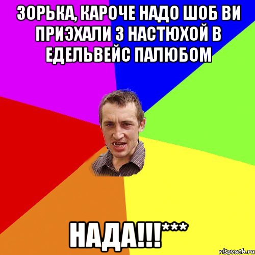 Зорька, кароче надо шоб ви приэхали з Настюхой в Едельвейс палюбом нада!!!***, Мем Чоткий паца