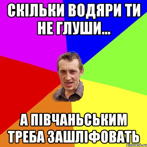 СКІЛЬКИ ВОДЯРИ ТИ НЕ ГЛУШИ... А ПІВЧАНЬСЬКИМ ТРЕБА ЗАШЛІФОВАТЬ, Мем Чоткий паца