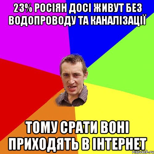 23% росіян досі живут без водопроводу та каналізації тому срати воні приходять в інтернет, Мем Чоткий паца