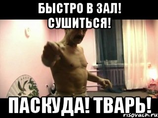 быстро в зал! Сушиться! Паскуда! Тварь!, Мем Паскуда тварь