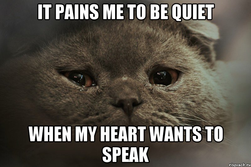 it pains me to be quiet when my heart wants to speak