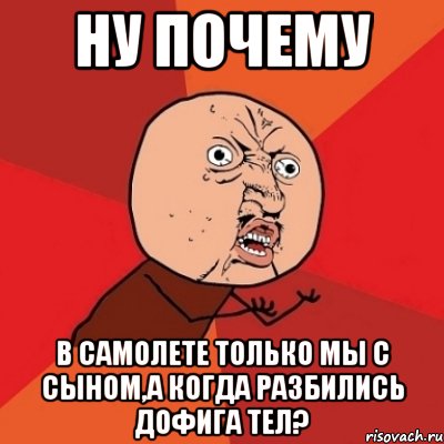 Ну почему в самолете только мы с сыном,а когда разбились дофига тел?, Мем Почему