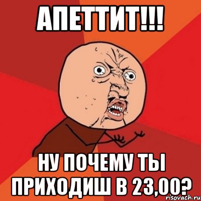 Апеттит!!! Ну почему ты приходиш в 23,00?, Мем Почему