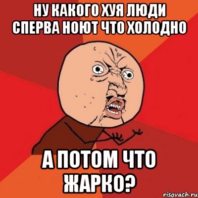 ну какого хуя люди сперва ноют что холодно а потом что жарко?, Мем Почему