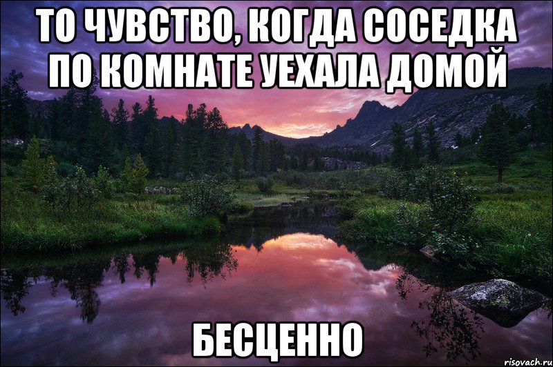 то чувство, когда соседка по комнате уехала домой бесценно, Мем про девушек