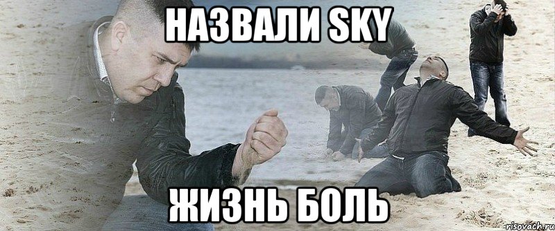 Назвали Sky Жизнь боль, Мем Мужик сыпет песок на пляже